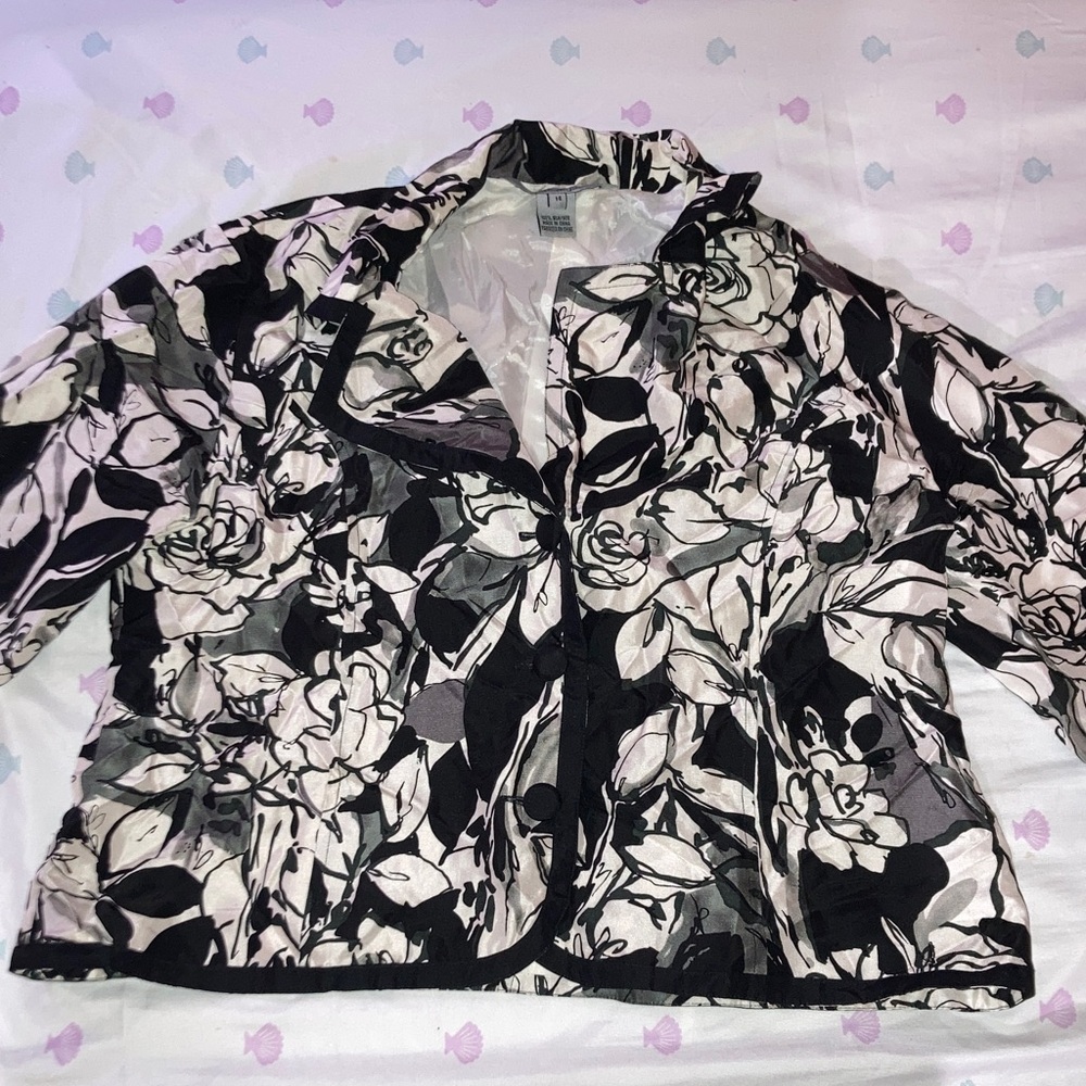 mac & jac Black and White Floral Blazer